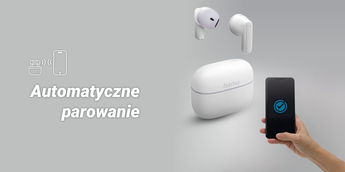 Słuchawki douszne HAMA Freedom Light II łączenie ze smartfonem  Łączy się automatycznie