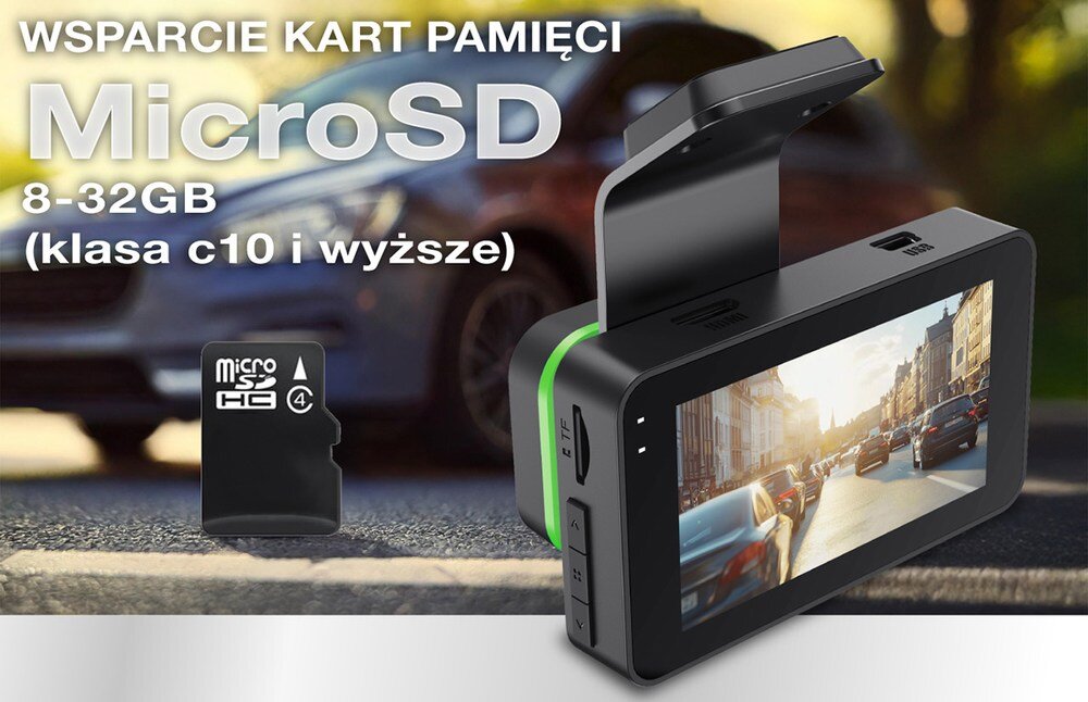 Wideorejestrator TRACER Opti 3D-WF z samochodem w tle