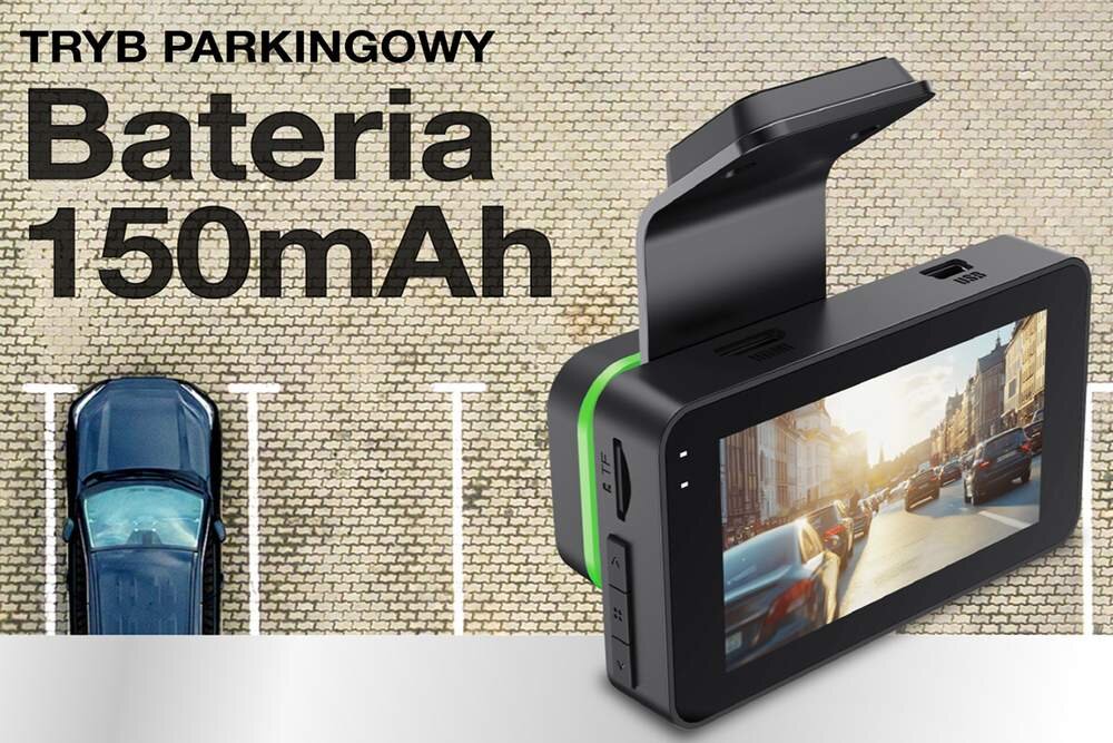 Wideorejestrator TRACER Opti 3D-WF z parkingiem w tle