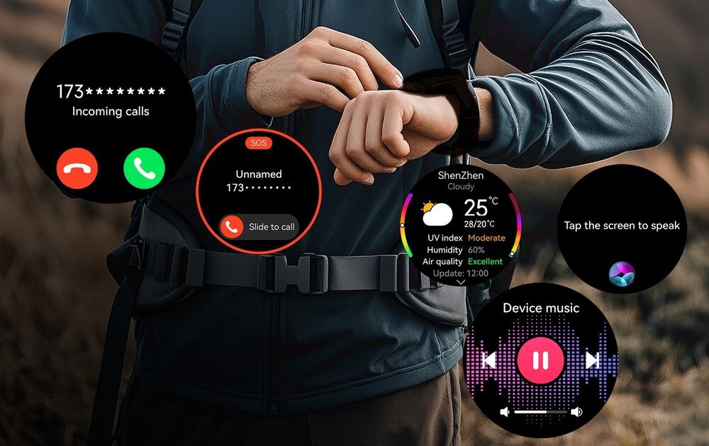 Smartwatch CUBOT GPS GT1 funkcje AI na ekranie