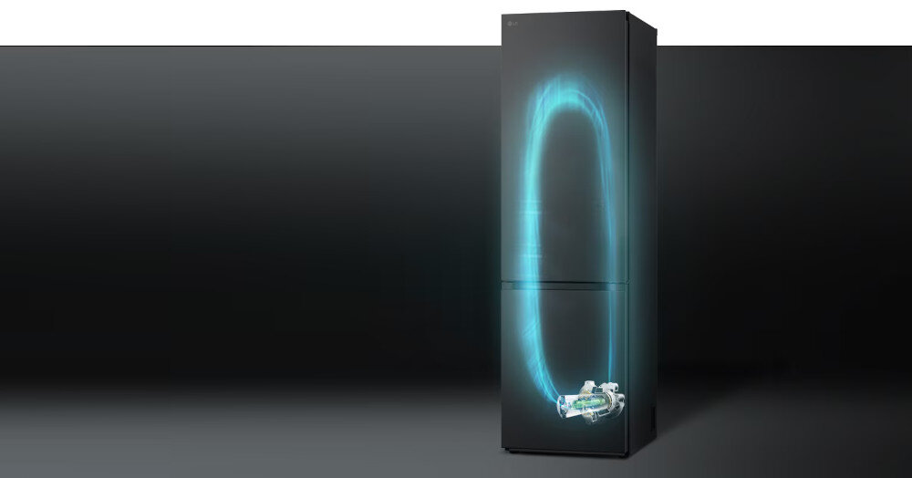 LODÓWKA LG GBV5250CPY zdjęcie poglądowe ilustrujące sprężarka Smart Inverter skutecznie energooszczędnie cicha praca 35 dB