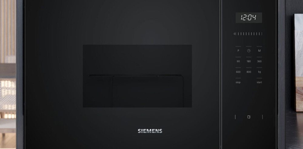 KUCHNIA MIKROFALOWA SIEMENS BF525LMB1 front kolor czarny logo zegar wyświetlacz ikony programy funkcje cookControl7 programy automatyczne ustawienia dania waga potrawy automatyka gotowanie rezultaty perfekcyjny efekt książka kucharska system