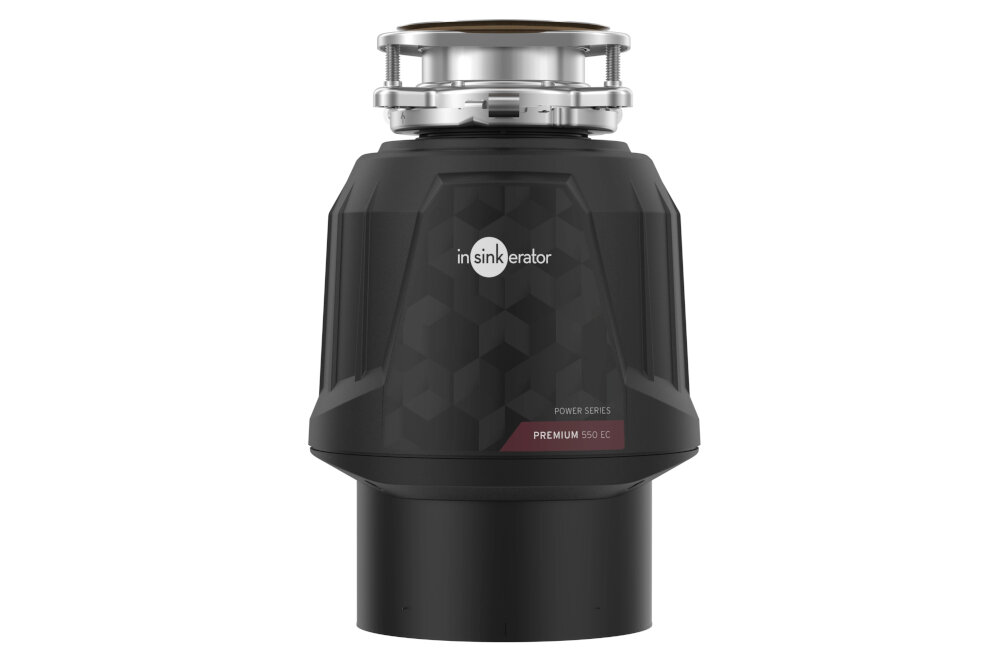 Czarny młynek do rozdrabniania odpadów z widocznym logo \'insinkerator\' oraz napisem \'PREMIUM 550 EC\'.