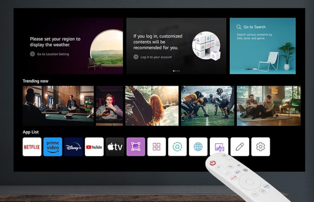 Projektor LG CineBeam Q - Łatwy dostęp do webOS, obbraz menu webOS
