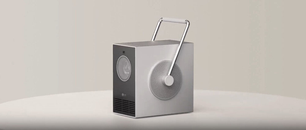 Projektor LG CineBeam Q - Obrotowy uchwyt 360°, projektor stojący na podstawie