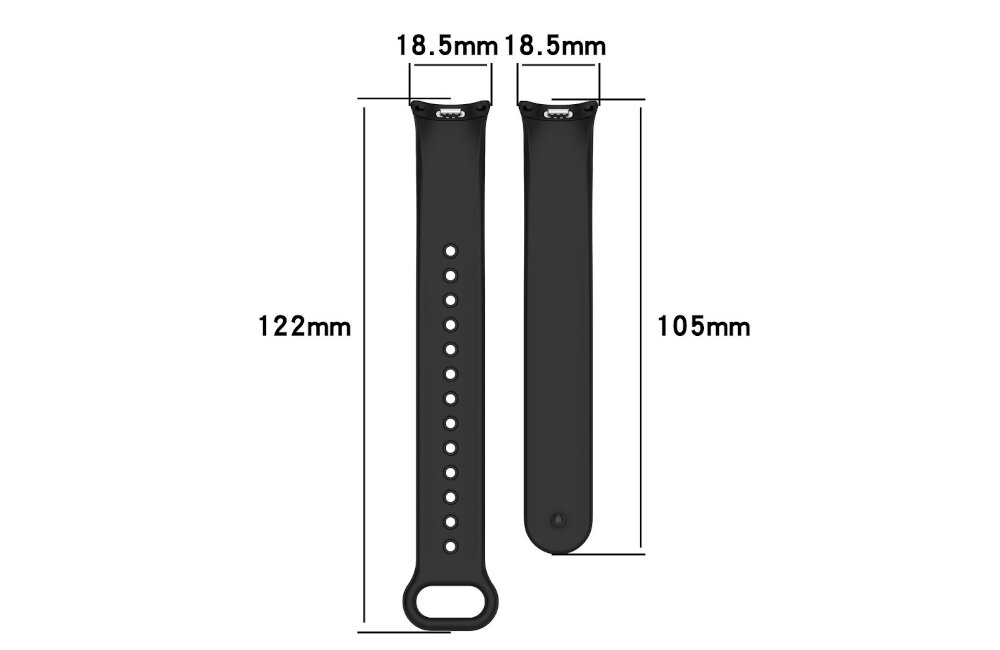 Pasek LUNA X00022 do Xiaomi Mi Band 8 - pasek z wymiarami na bialym tle pot deszcz bloto czystosc