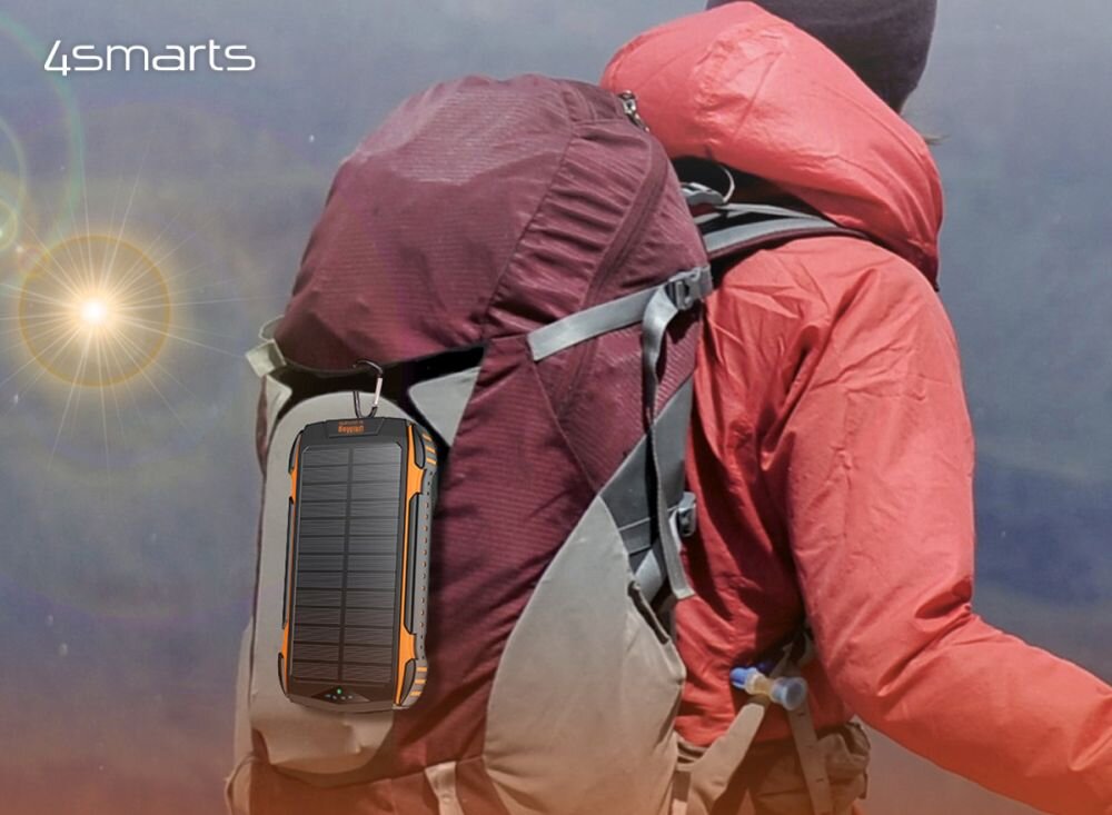 4SMARTS TitanPack Rugged UltiMag powerbank przyczepiony do plecaka