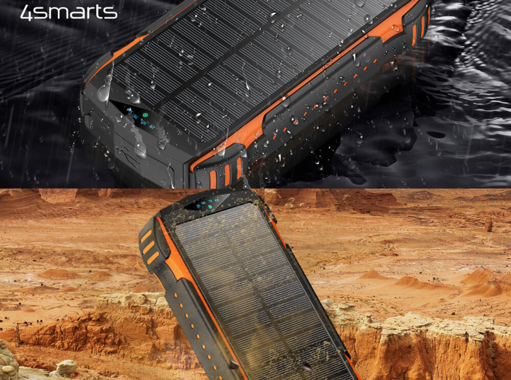 4SMARTS TitanPack Rugged UltiMag wodoodporna (IPX4), odporna na wstrząsy obudowa z ABS biwak, trekking czy intensywny dzień w pracy - powerbank w deszczu i w zakurzonym miejscu