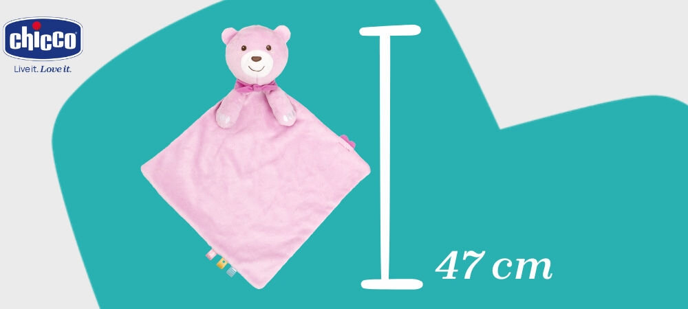 Maskotka CHICCO My First Dreams Maxi Doudou 00012159100000 Różowy
przytulanka wspierająca sen, przytulanka XXL wykonana z miękkiego, welurowego materiału, o dużych rozmiarach ok. 40 x 47 cm,
wbudowana muzyka klasyczna, kolorowe metki, wspiera rozwój sensoryczny dziecka,
niebiesko-szare tło, przytulanka, wektor z wysokością, logo producenta