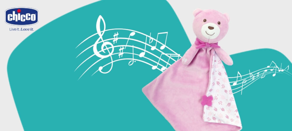 Maskotka CHICCO My First Dreams Maxi Doudou 00012159100000 Różowy
rozwój sensoryczny, kolorowe metki, różnorodne faktury i kolory, wspiera rozwój zmysłów, w szczególności dotyku i wzroku,
nauka koncentracji i koordynacji ręka-oko,
niebiesko-szare tło, przytulanka, pięciolinia, nuty, logo producenta