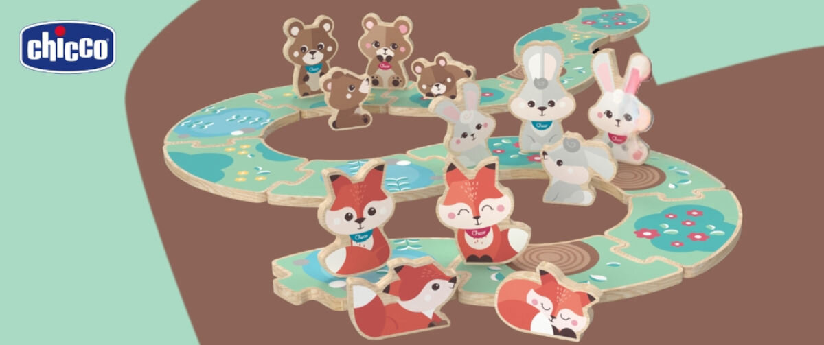 Zabawka CHICCO My Wood Friends Drewniana rodzinka 2 Króliczki Zestaw Mama 00012208200000
zbierz całą kolekcję, kolorowy design, kontrastowe kolory figur, w sposób naturalny i
radosny angażuje zmysły dziecka, stymuluje do kreatywnej zabawy, odgrywania
ról i budowania empatii,
zielono-brązowe tło, zabawki na ścieżce, logo producenta