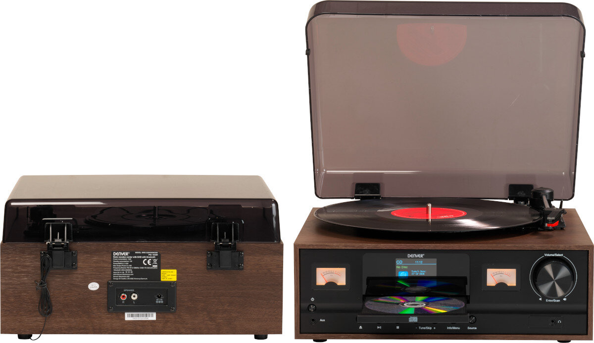 Gramofon DENVER MRD-52 Ciemnobrązowy wygląd obudowa styl