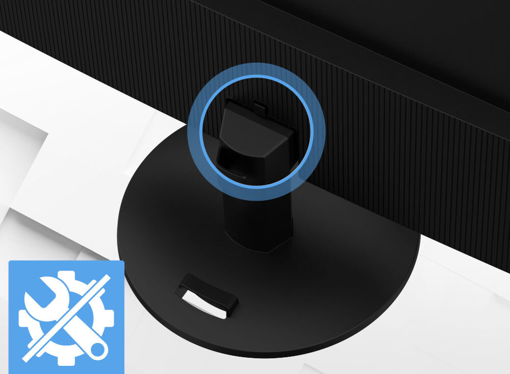 Monitor MSI Pro MP242L 23.8 cala 1920x1080px IPS 100Hz 1 ms [MPRT] prezentacja montażu jasne tło montaż bez użycia narzędzi klips utrzymanie porządku