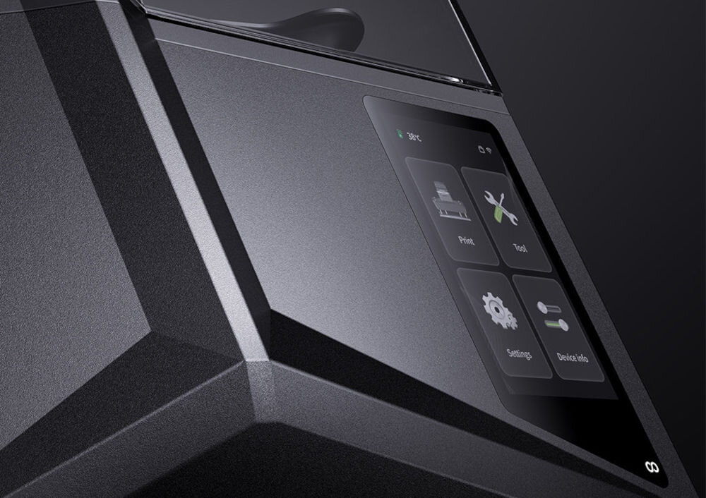 Drukarka 3D ELEGOO Saturn 4 Ultra Wi-Fi zbliżenie na ekran drukarki żywiczny druk 3D wysoka jakość figurki prototypy bez skomplikowanej konfiguracji