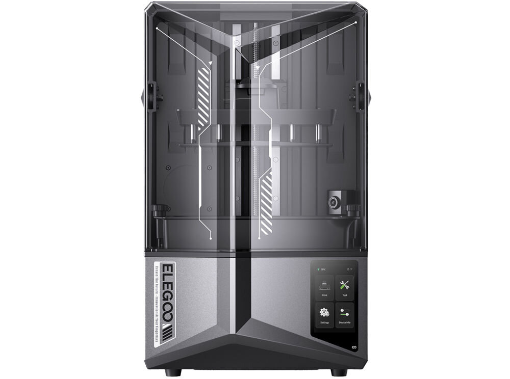 Drukarka 3D ELEGOO Saturn 4 Ultra Wi-Fi prezentacja drukarki od przodu na białym tle współpraca z programami typu slicer Chitubox Autodesk Fusion dostęp do algorytmów