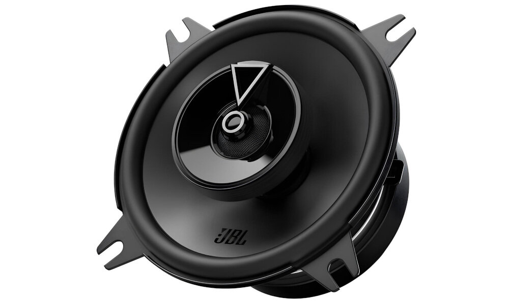 Głośniki samochodowe JBL Club 44F membrana polipropylenowa Plus One jedwabny tweeter wyraźne brzmienie, głośnik po skosie na białym tle