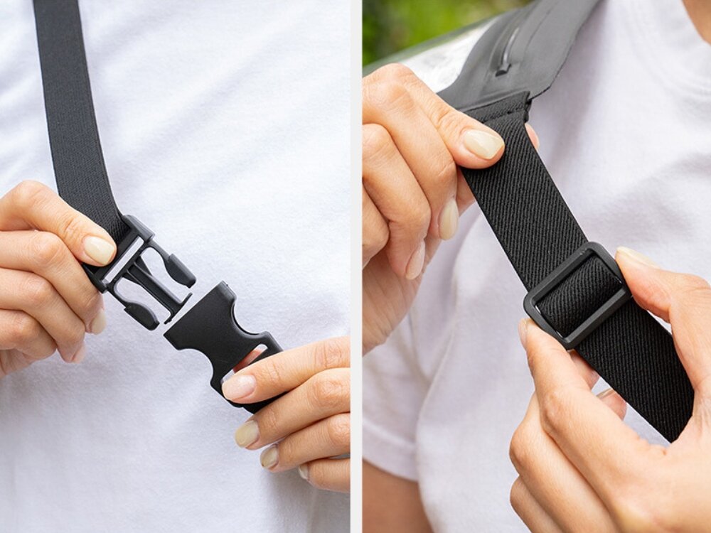 Wodoodporna torebka Araree Aquaproof Cross Pack
            pasek z klamrą lekkość sportowy wygląd