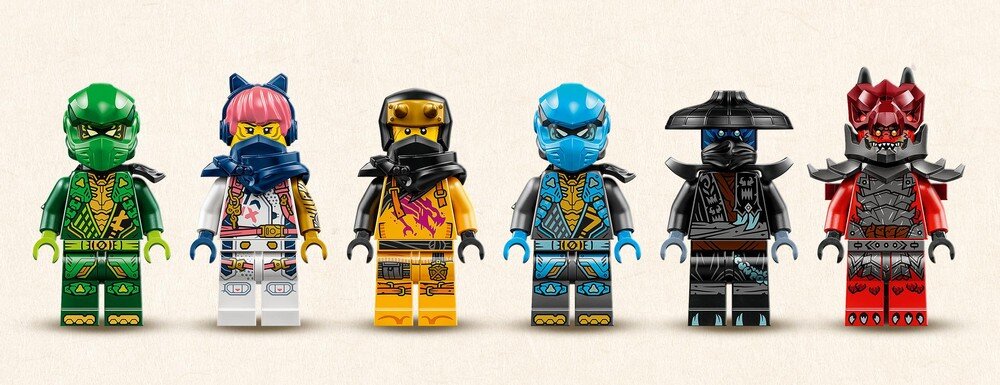 LEGO 71832 NINJAGO Smok chaosu Kiełogrzmot Sześć minifigurek NINJAGO Lloyd Nya Arin Sora Nokt Tyr