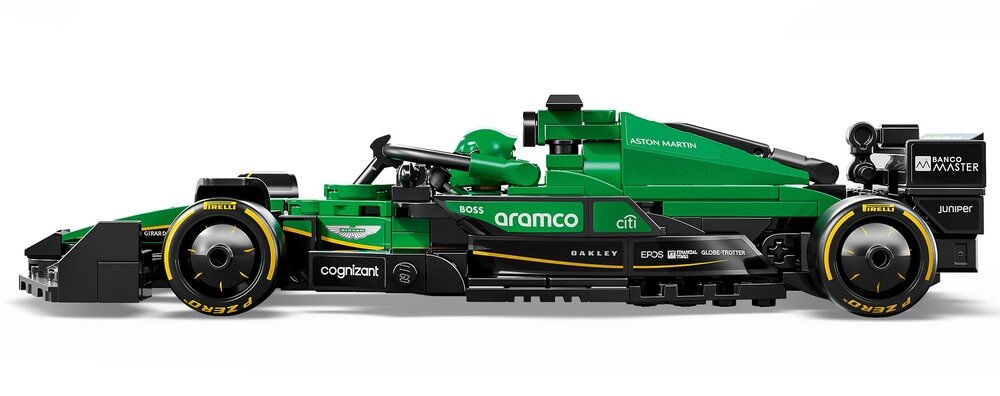 LEGO 77245 Speed Champions Bolid F1 Aston Martin Aramco AMR24 prezent wymiary model z boku