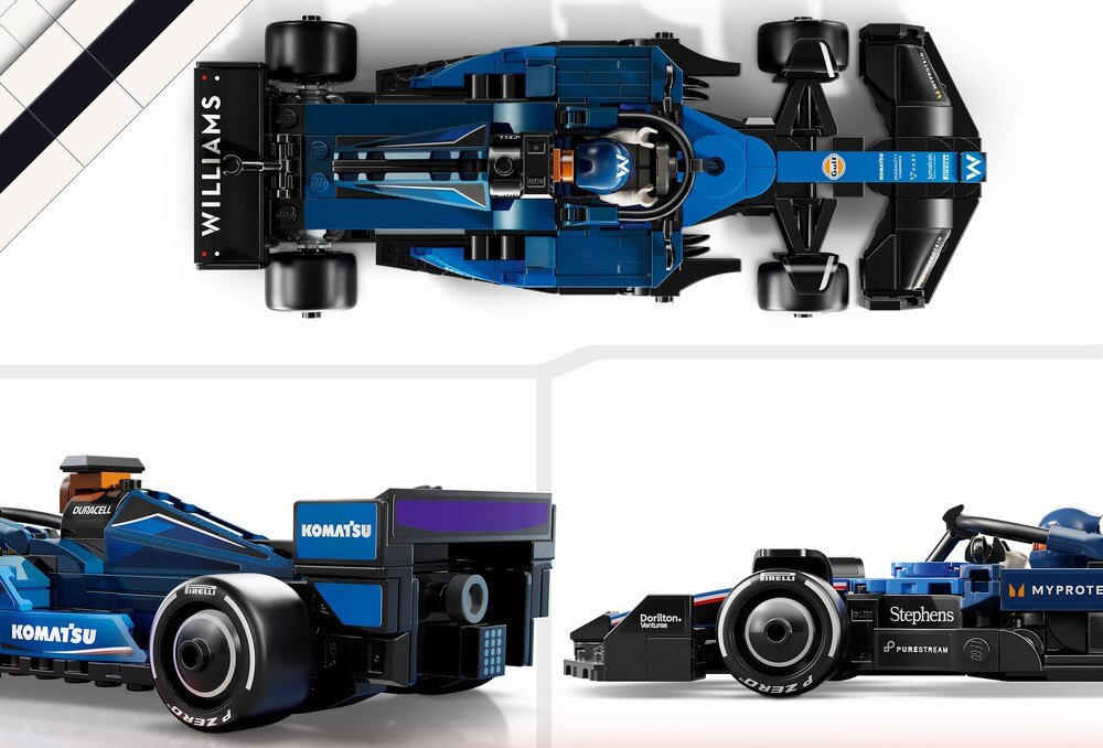 LEGO 77249 Speed Champions Bolid F1 Williams Racing FW46 kadry z boku i góry naklejki opony