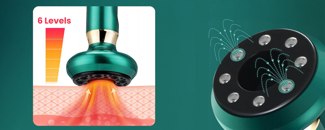 Masażer antycellulitowy HUMANAS DermaSmooth Zielony Wspomaganie w leczeniu Technologia elektronicznej bańki chińskiej łagodzi bóle nerwowo-mięśniow działa przeciwzapalnie i przeciwbólowoe Poprawia mikrokrążenie przyspiesza metabolizm