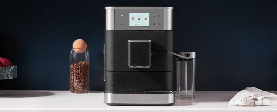 Ekspres KITCHENAID KF7 5KES8557EBK wygoda użytkowania pojemnik na ziarna pojemność zbiornik na wodę Funkcja automatycznego czyszczenia 