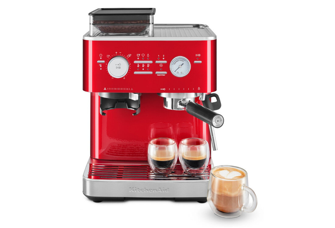Ekspres KITCHENAID 5KES6551ECA Solidna konstrukcja stylowy design Metalowa obudowa wymiary Certyfikat Quiet Mark cicha praca