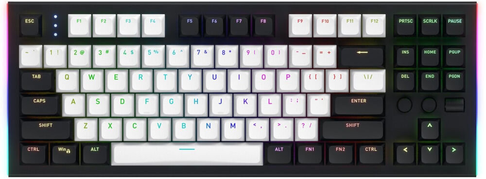 Klawiatura HATOR Gravity TKL HTK560
szeroka kompatybilność z różnymi systemami operacyjnymi i urządzeniami, zgodność z Windows 10 / 11, Androidem, Linuxem, macOS,
wsparcie dla konsol PS4, PS5, Xbox One / Series X|S, klawiatura od góry na białym tle