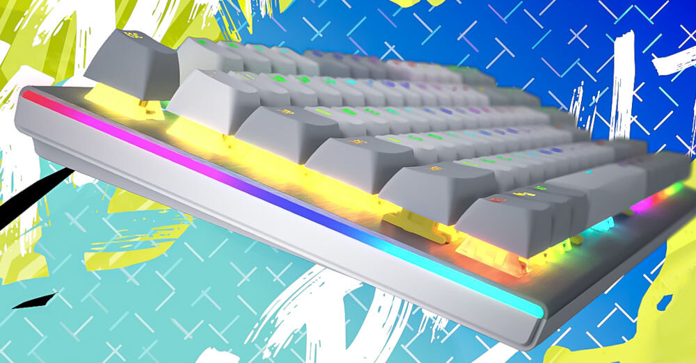 Klawiatura HATOR Gravity TKL HTK560
rozświetl swoje stanowisko, dynamiczne podświetlenie RGB, 16,8 mln kolorów, możliwość pełnej personalizacji, możliwość indywidualnego ustawienia każdego
klawisza, boczne strefy świetlne,
klawiatura od boku, podświetlona boczna strefa świetlna