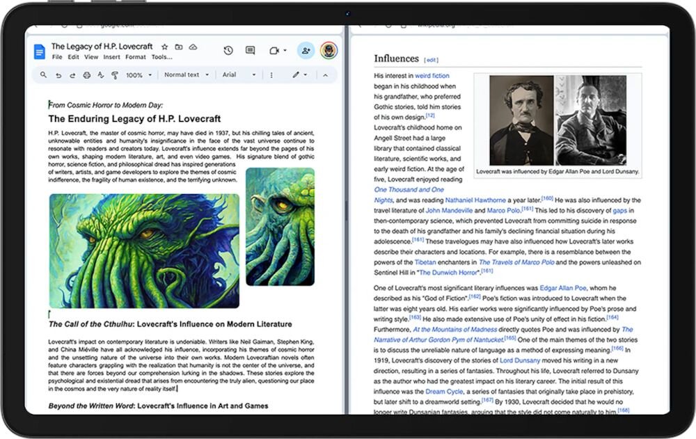 Tablet DOOGEE T36 - widok tableta, klawiatura, dokumenty, wygoda, plynnosc, wielozadaniowosc