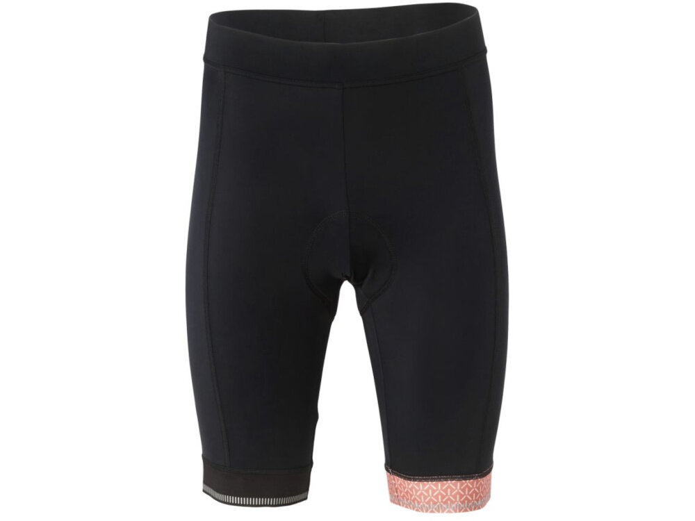 Spodenki rowerowe KROSS Flow Lady 2.0 (rozmiar M) Czarny spodenki na białym tle widoczne od przodu jazda na rowerze komfort funkcjonalność