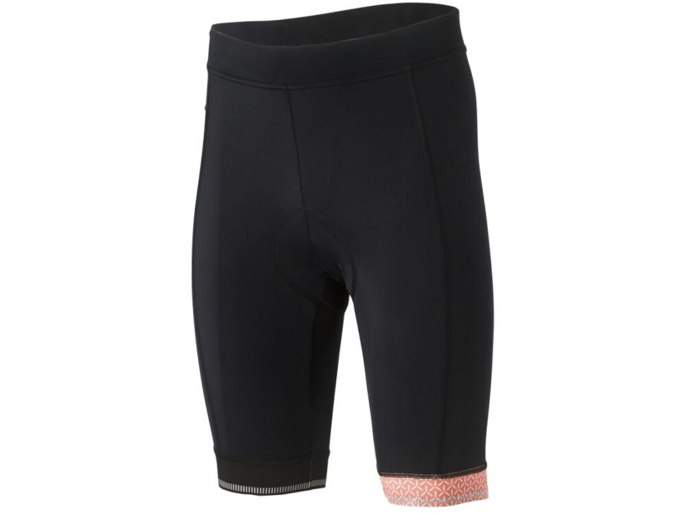Spodenki rowerowe KROSS Flow Lady 2.0 (rozmiar M) Czarny spodenki na białym tle widoczne od przodu pod skosem z mieszanki poliestru i elastanu elastyczność szybkie odprowadzanie wilgoci utrzymuje ciało w suchości komforcie łatwe w pielęgnacji szybkie suszenie i zachowanie kształtu