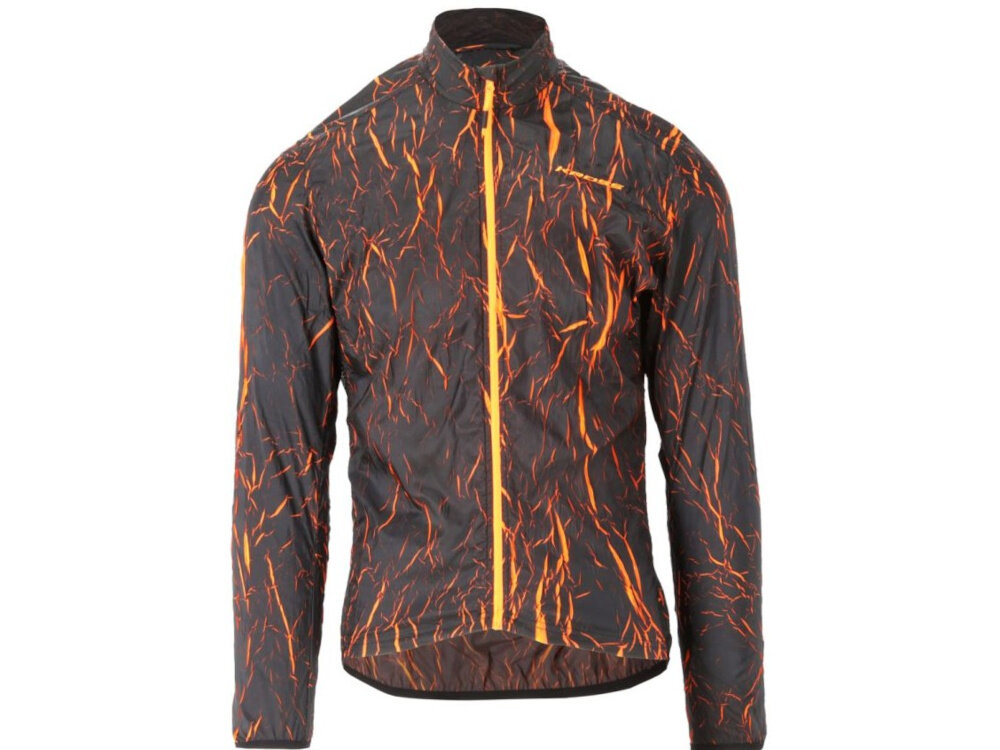 Kurtka rowerowa KROSS Ether (rozmiar S) Czarno-pomarańczowy kurtka na białym tle widoczna od przodu przejażdżka rowerowa ochrona komfort jazda na rowerze pasja sport