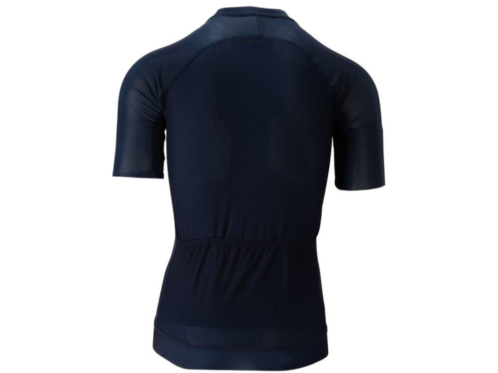 Koszulka rowerowa KROSS Pro Light (rozmiar S) Niebieski koszulka na białym tle widoczna od tyłu lekko dopasowana komfort jazdy ogranicza nadmierne przesuwanie się materiału elastan oferuje elastyczność stabilność i wygoda dla osób o wzroście 160-168 cm obwód klatki piersiowej 86-89 cm obwód talii 67-70 cm obwód bioder 95-98 cm