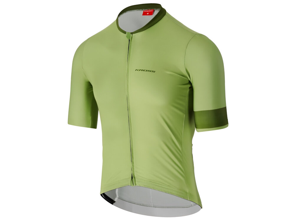 Koszulka rowerowa KROSS Gravel Vojago JRS (rozmiar L) Zielony koszulka na białym tle widoczna od przodu pod skosem z myślą o jeździe gravelowej aktywności w sezonie wiosennym, letnim i jesiennym wspiera swobodę ruchów stabilne ułożenie materiału na ciele lekko opinający krój zastosowanie materiałów technicznych