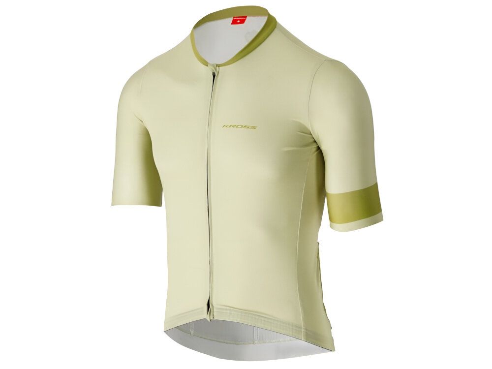Koszulka rowerowa KROSS Gravel Vojago JRS (rozmiar XXL) Beżowy koszulka na białym tle widoczna od przodu pod skosem z myślą o jeździe gravelowej aktywności w sezonie wiosennym, letnim i jesiennym wspiera swobodę ruchów stabilne ułożenie materiału na ciele lekko opinający krój zastosowanie materiałów technicznych