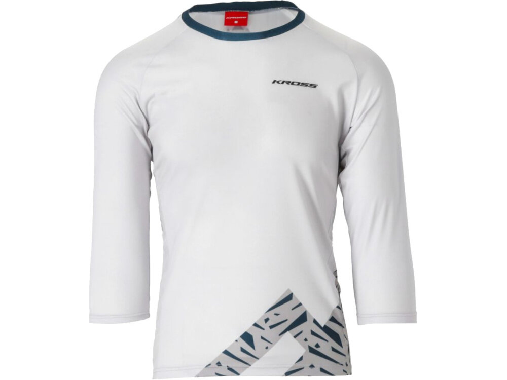 Koszulka rowerowa KROSS Foret rozmiar L Szary koszulka na białym tle widoczna od przodu funkcjonalność swoboda ruchów ochrona przed słońcem