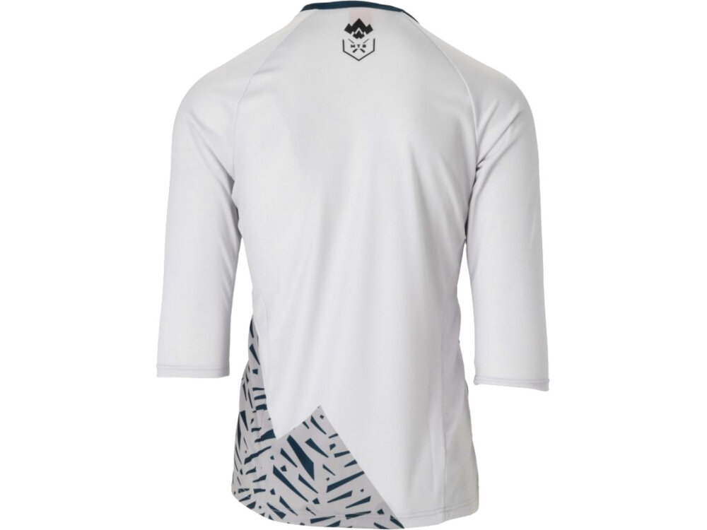 Koszulka rowerowa KROSS Foret rozmiar L Szary koszulka na białym tle widoczna od tyłu luźny krój nie ogranicza ruchów współpracuje z ochraniaczami lub plecakiem zakładanie koszulki przez głowę