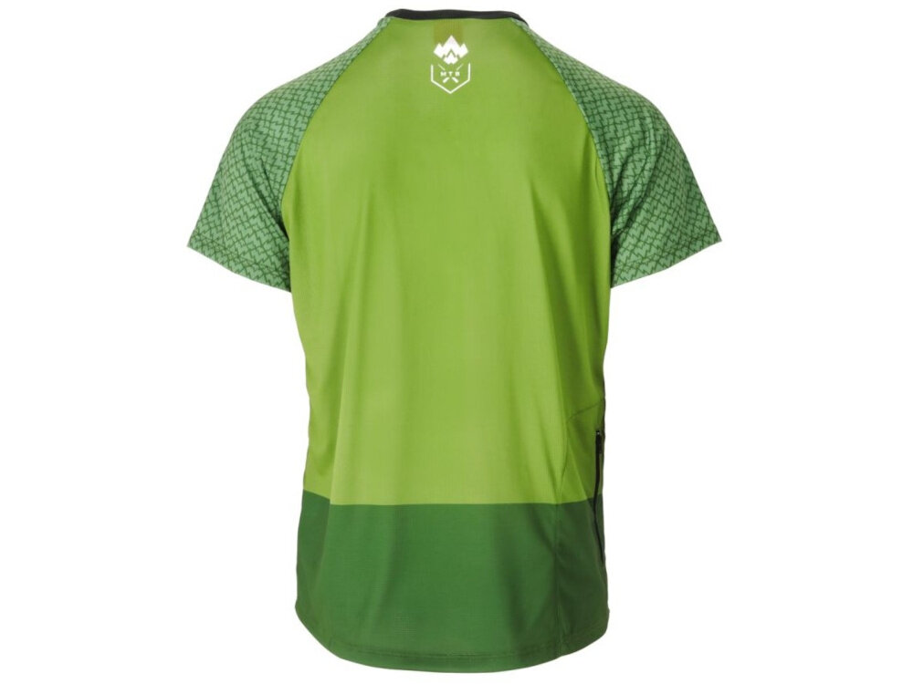 Koszulka rowerowa KROSS MTB Grundo rozmiar XXL Zielony koszulka na białym tle widoczna od tyłu swoboda ruchów wygoda w każdej sytuacji luźny krój zakładana przez głowę na rower i na co dzień uniwersalny charakter z krótkim rękawem