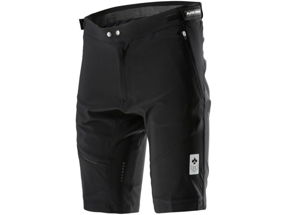 Spodenki rowerowe KROSS MTB Foret (rozmiar L) Szary spodenki na białym tle widoczne od przodu pod skosem 