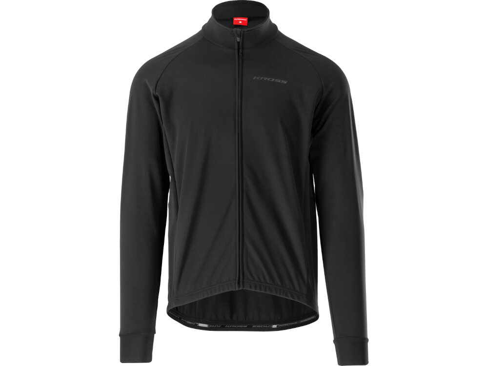 Kurtka rowerowa KROSS Veturo (rozmiar XL) Czarny kurtka na białym tle widoczna od przodu jazda rowerem ochrona komfort dopasowanie