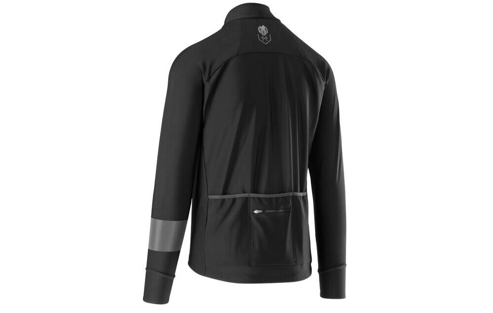 Kurtka rowerowa KROSS Vojago (rozmiar L) Czarny kurtka na białym tle widoczna od tylu pod skosem rozmiar L dla osób o wzroście 176–182 cm obwodzie klatki piersiowej 103-106 cm talii 87-92 cm bioder 103–106 cm precyzyjne dopasowanie ergonomiczne proporcje elastyczny materiał kurtka pozostaje na miejscu nawet podczas dynamicznej jazdy