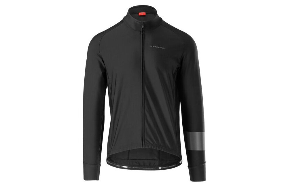 Kurtka rowerowa KROSS Vojago (rozmiar M) Czarny kurtka na białym tle widoczna od przodu jazda rowerem ochrona komfort dopasowanie