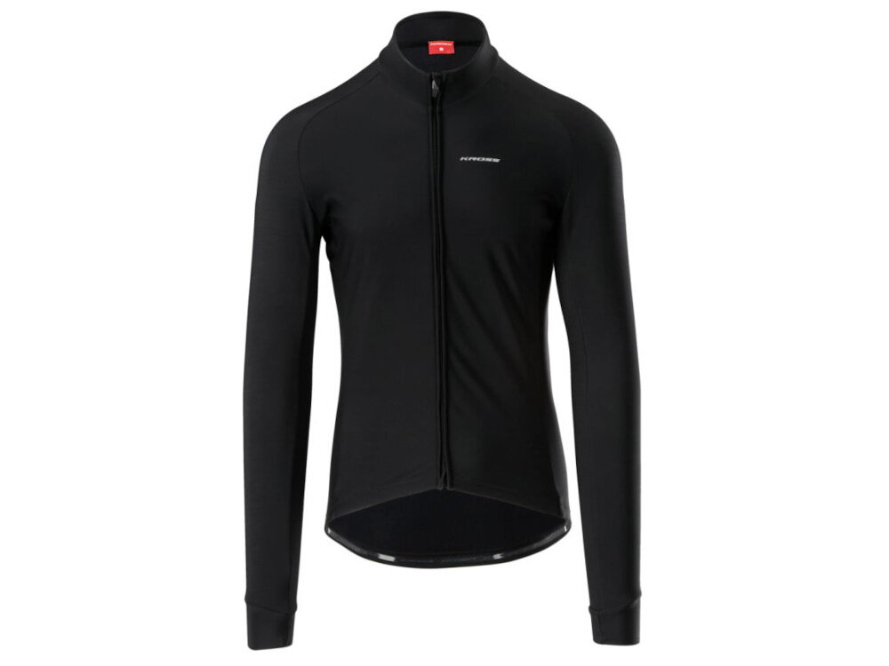 Kurtka rowerowa KROSS Grundo (rozmiar XL) Czarny kurtka na białym tle widoczna od przodu jazda rowerem ochrona komfort dopasowanie