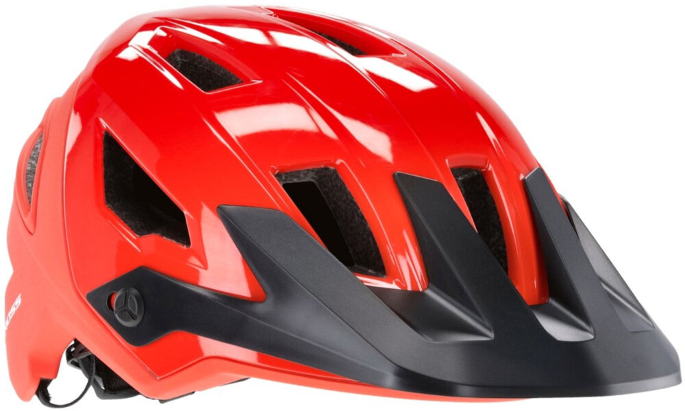 Kask rowerowy KROSS Saltare Czerwony MTB (rozmiar M) kask na białym tle widoczny od przodu pod skosem bez pasków kask rowerowy typu MTB chroni głowę podczas upadków i uderzeń minimalizując ryzyko urazów kontrola komfort