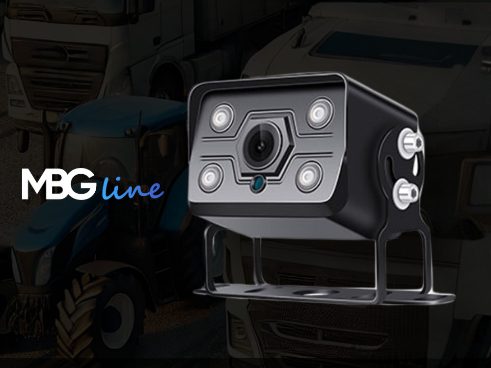 MBG LINE 607T2 Sensor HD 1/3” CMOS rozdzielczości 1920x1080 (1000 TVL) kąt widzenia 127° (poziomo) - kamera na przyciemnionym tle ciągnika i ciężarówek