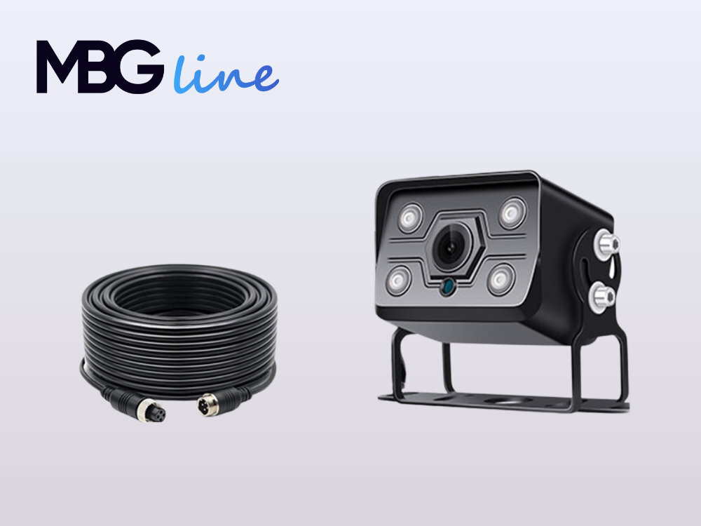 MBG LINE 607T2 monitorem MBG Line HQ4 długości 10 m kabla sygnałowego samochodów osobowych busy i kampery - kamera, obok kabel