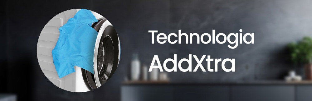 PRALKA BEKO BM1WFU39225WPB SERIA B100 drzwiczki bęben otwary niebieski t-shirt bluzka dodawanie ubrań w trakcie prania AddXtra włóż wyciągnij pranie przycisk start/pauza aktywacja cyklu wznowienie kontynuowanie