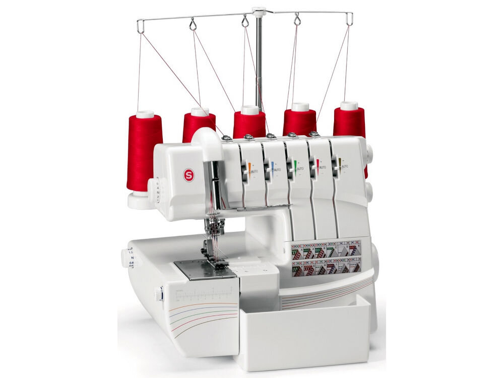 Owerlok SINGER 14T968DC parametry techniczne wymiary waga wznios stopki dyferencjał regulowane dopasowanie do specyfiki solidna stabilna metalowa konstrukcja