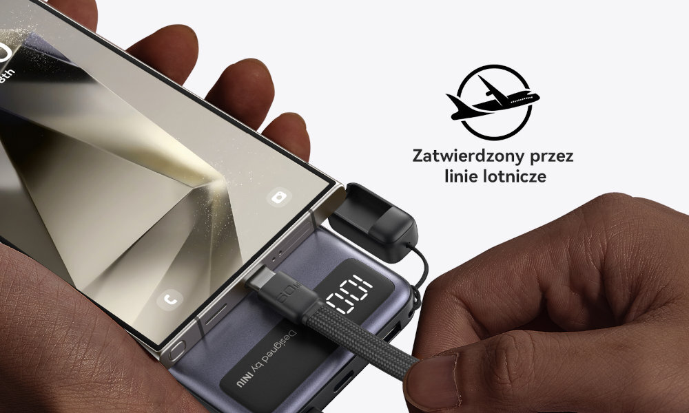 INIU Pocket Pro Slim 10000 mAh kabel USB-C/USB-C smyczy torbie czy kieszeni - powerbanka ładujący telefon